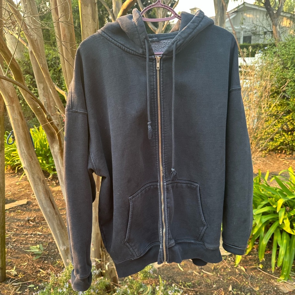 Black John Galt Zip up hoodie. Slightly warn ONE SIZE